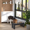 23" Modern Decorative Dog Bone Wooden Heavy Duty Pet Food Bowl Elevated Feeding Station - Black