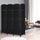 6' Tall Wicker Weave 4 Panel Room Divider Wall Divider, Black