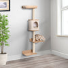 4-Level Wall-Mounted Cat Tree Activity Tower, Wall Cat Shelves with Sisal Rope Scratching Posts, Cat Condo and Bed, Light Brown