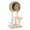 Modern Cat Tree with Sisal Scratching Post Condo and Hanging Rope 44.5"H, Beige