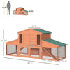 88.5" Wooden Rabbit Hutch Bunny Hutch Guinea Pig House with Removable Tray, Double Ramp and Weatherproof Asphalt Roof for Outdoor, Orange