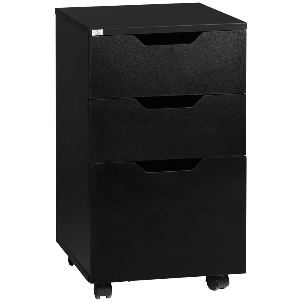 3 Drawer Mobile File Cabinet, Rolling Printer Stand, Vertical Filing Cabinet, Black