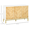Modern 3 Door Accent Sideboard Storage Cabinet with Chevron Pattern and Adjustable Shelving, Natural Wood
