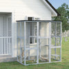 Large Wooden Outdoor Cat House Catio Enclosure, Kitten Cage with Weather Protection, Cat Patio with 6 Platforms - 71"L, Grey