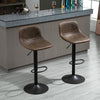 Swivel Bar Stools Set of 2 Bar Chairs Adjustable Height Barstools Padded with Back for Kitchen, Counter, and Home Bar, Brown