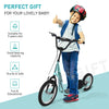 Teens Youth Scooter Ride On Toy with Adjustable Handlebar, Dual Brakes, and Inflatable Wheels For Kids 5+ - Blue