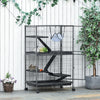 50"H 5-Tier Steel Plastic Small Animal Pet Cage Kit for Little Rabbit Guinea Pig with Wheels, Brakes, hammock, Removable Tray - Silver Grey