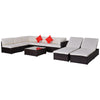 9 Piece Patio Furniture Sets, Wicker Sectional Sofa Sets Outdoor Rattan Conversation Sets with Tea Table and Loungers for Garden