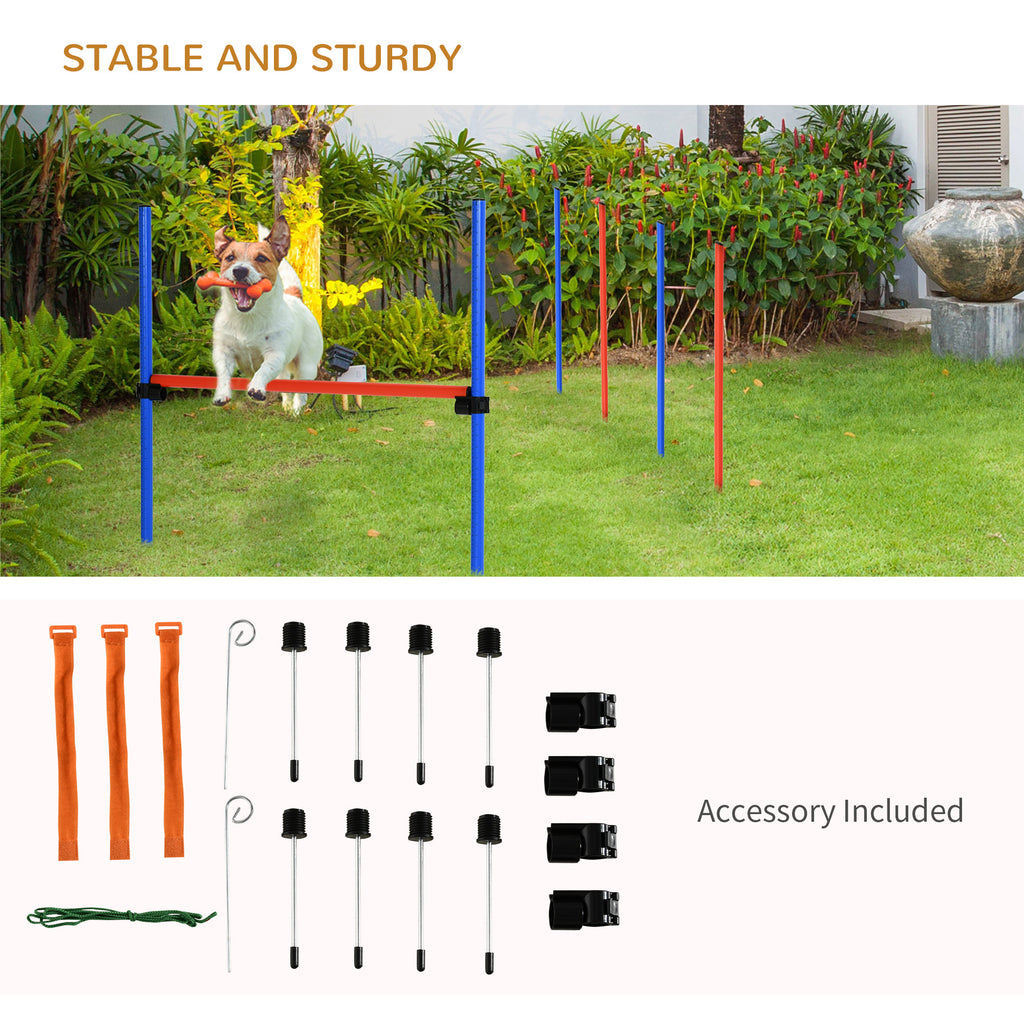 Dog Agility Training Equipment, Pet Agility Set with Adjustable Height Hurdle, Hoop, Weave Poles, Carry Bag