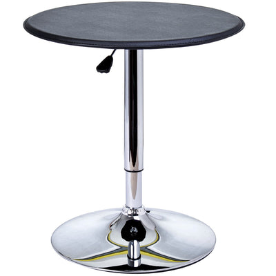 Bistro Table, Round Bar Table with Adjustable Height, Steel Chrome Base  for Home Bar, Kitchen, Dining Room, Pub Table, Black/Chrome