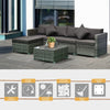 6 Pieces Outdoor PE Rattan Sofa Set, Sectional Conversation Wicker Patio Couch Furniture Set with Cushions and Coffee Table, Charcoal