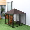 Lockable Dog House Kennel with Water-resistant Roof for Small and Medium Sized Pets, 4.6' x 4.6' x 5'