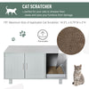 Wooden Cat Litter Box Enclosure & House with Nightstand/End Table Design  Scratcher & Magnetic Doors  Grey