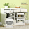 Modern Sideboard Buffet, Farmhouse Style Buffet Cabinet with Bronze Handle, Glass Barn Door and Magnetic Closure, 3 Drawers, Coffee Bar, White