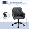 Office Chair with Adjustable Height  Diamond Line Design  Mid-Back Padded Armrests  and 360 Wheels  Dark Grey