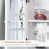 Kitchen Buffet with Hutch, Storage Pantry with 2 Cabinets with Glass Doors and Adjustable Shelf, 2 Open Shelves and Large Countertop, White