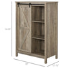 Rustic Storage Cabinet Home 3-Tier Organizer with Barn Door  Adjustable Shelf Freestanding Furniture  Vintage Grey Wood Color