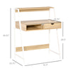 Computer Desk for Small Spaces, Study Writing Desk, Small Corner Desk with Drawer and Storage Shelves, Space Saving & Easy Assemble, Natural