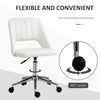 Modern Mid Back Office Chair with Velvet Fabric, Swivel Computer Armless Desk Chair with Hollow Back Design for Home Office, Cream White