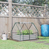 Raised Garden Bed with Greenhouse, Steel Outdoor Planter Box with Plastic Cover, Roll Up Window, Dual Use for Flowers, Vegetables, Clear