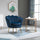Modern Velvet-Touch Fabric Accent Chair Leisure Club Chair with Gold Metal Legs for Living Room  Blue