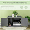 Hidden Litter Box Enclosure Cat Washroom Furniture with Storage, Adjustable Divider, Indoor Pet House Side Table, Grey