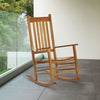 Outdoor Rocking Chair, Wooden Rustic High Back All Weather Rocker, Slatted for Indoor, Backyard & Patio, Natural