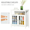 Kitchen Sideboard, Storage Buffet Cabinet with Open Shelf, Glass Door Cabinet and Adjustable Shelf for Living Room, White