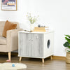 Wooden Cat Litter Box Enclosure Washroom Pet Decorative Kitten House Nightstand End Table Indoor with 2 Magnetic Door Wide Tabletop White