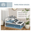 Wooden Tortoise House with Balcony, 2 Tiers Large Tortoise Habitat Indoor, Outdoor Reptile Cage with Ladder, Tray, Openable Roofs, 44" x 25.5" x 25"