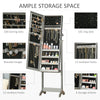 Floor Standing Jewelry Cabinet, Lockable Jewelry Organizer with Full-Length Mirror,  and 4 Adjustable Angles, Grey