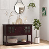 Kitchen Sideboard Serving Buffet Cabinet Cupboard Console Table with Adjustable Shelves, Glass Doors, and 2 Drawers, for Living Room, Espresso