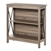 Industrial Style 2-Tier Bookcase Bookshelf Open Shelving Display Storage Unite with Metal X-Bar for Living Room Dining Room Study Office Dark