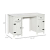 Home Office Writing Desk with Drawers Study Table Computer Workstation Barn Door style Computer Desk with 3-Level Adjustable Shelf, White