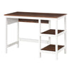 Computer Desk with Display Shelves Home Office Table Workstation  Walnut and White Wood Grain