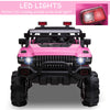 Kids Ride-On Car 12V RC 2-Seater Police Truck Electric Car For Kids with Full LED Lights, MP3, Parental Remote Control (Pink)