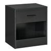 Modern Nightstand, Accent End Table with Drawer and Storage Shelf, Sofa Side Table for Living Room or Bedroom, Black Wood Grain