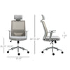 High Back Office Chair, Swivel Task Chair with Lumbar Back Support, Breathable Mesh, and Adjustable Height, Headrest, Grey