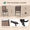 4 Piece Patio Bar Set for 2 with 6' Adjustable Tilt Umbrella, Outdoor Bistro Set with Folding Chairs & Glass Round Dining Table, Brown