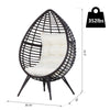 Teardrop Wicker Lounge Chair with Soft Cushion, Outdoor/Indoor PE Rattan Egg Cuddle Chair with Height Adjustable Knob for Backyard, Brown