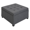 Fabric Tufted Storage Ottoman with Flip Top Seat Lid, Metal Hinge and Stable Rubberwood Frame for Living Room, Entryway, or Bedroom, Grey