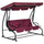 3 Seat Outdoor Free Standing Swing Bench Porch Swing with Stand, Comfortable Cushioned Fabric & Included Canopy, Red