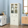 Freestanding Kitchen Pantry, 5-tier Storage Cabinet with Adjustable Shelves and Drawer for Living Room, Dining Room, White