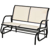 2-Person Outdoor Glider Bench Patio Double Swing Rocking Chair Loveseat w/Power Coated Steel Frame for Backyard Garden Porch, Beige