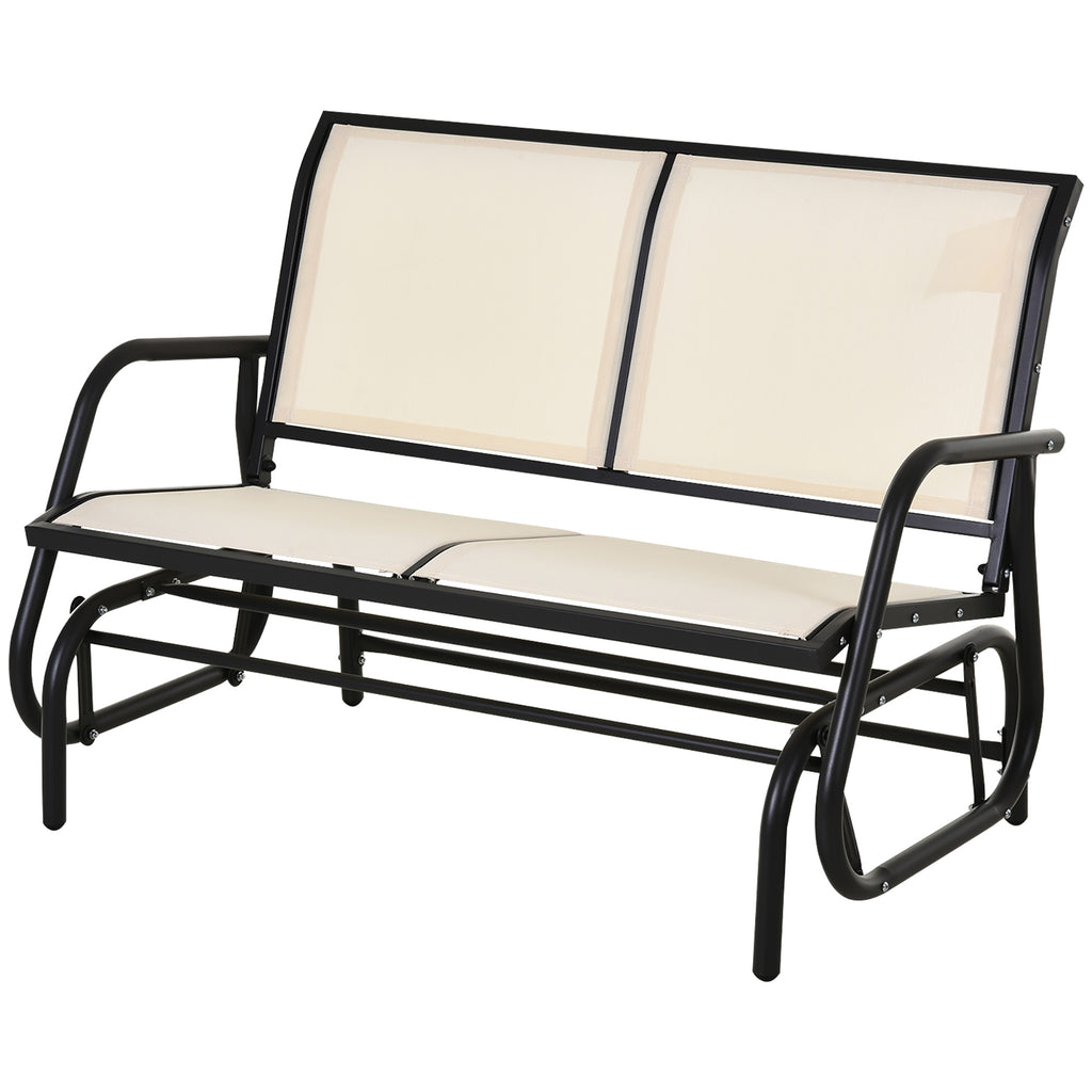 2-Person Outdoor Glider Bench Patio Double Swing Rocking Chair Loveseat w/Power Coated Steel Frame for Backyard Garden Porch, Beige
