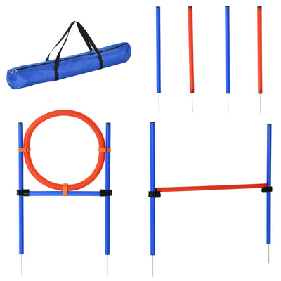 Dog Agility Training Equipment, Pet Agility Set with Adjustable Height Hurdle, Hoop, Weave Poles, Carry Bag