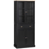 Freestanding Kitchen Pantry, 5-tier Storage Cabinet with Adjustable Shelves and Drawer for Living Room, Dining Room, Black