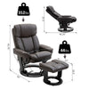 PU Leather Massage Recliner Chair with Ottoman, 10 Point Vibration Swiveling Armchair, Brown