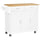 Rolling Kitchen Island Cart on Wheels with Large Bamboo Countertop, 2 Cabinets with Drawers, Adjustable Shelves, White