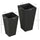 2-Pack Outdoor Planter Set, MgO Flower Pots with Drainage Holes, Durable & Stackable, for Entryway, Patio, Yard, Garden, Black